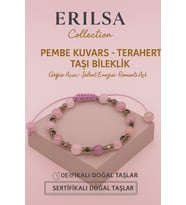 Sertifikalı Terahertz - Pembe Kuvars Taşı Bileklik - Sevgi Şefkat Enerjisi Göğüs Açıcı Doğal Taş (Çok Renkli)