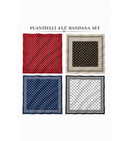 Tarzını Seç 4’lü Puantiye Desenli Bandana Fular Seti 70x70 cm
