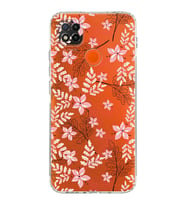 Xiaomi Redmi 10A  Kamera Korumalı Kapak Floral Kırmızı Tasarımlı Şeffaf  Kılıf