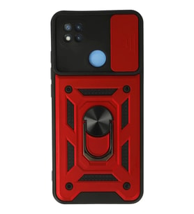 Newface Xiaomi Redmi 9C Kılıf Pars Lens Yüzüklü Silikon - Kırmızı