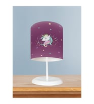 MEKTA HOME BEBEK VE ÇOCUK ODASI Renkli Unicorn Desenli Mor Abajur