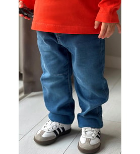 Breeze Erkek Çocuk Jean Pantolon Beli Paçası Lastikli Bağcıklı 1.5-5 Yaş, Mavi
