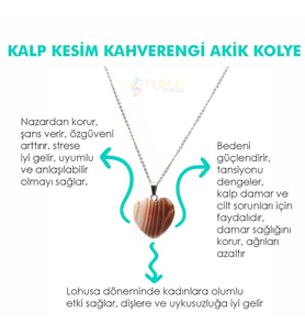 Doğal Taş KAHVERENGİ AKİK Kalp Kesim İster Kolye İster Anahtarlık