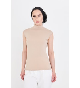 Bej Body Balıkçı Yaka Viskon Sıfır Kollu 1027_12