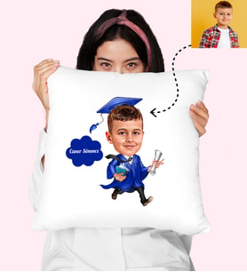 Karikatürlü Mezuniyete Özel Kişiye Özel Yastık