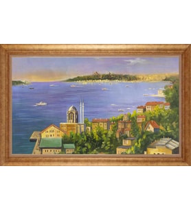 EV İŞYERİ OFİS İÇİN ALTIN ÇERÇEVELİ PASPARTULU TABLO S199