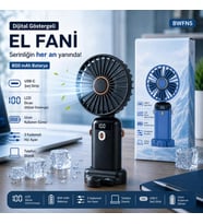 Kalemhane Dijital Göstergeli Hareketli Başlık El Fanı Siyah