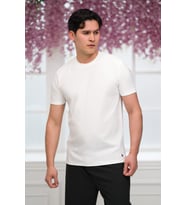 Slimfit Lyocell Kumaş Likralı Küçük Armürlü Bisiklet Yaka T-shirt