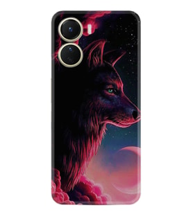 Vivo Y16 Kılıf Resimli Desenli Baskılı Silikon Wolf and Moon 1380
