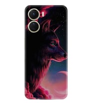 Vivo Y16 Kılıf Resimli Desenli Baskılı Silikon Wolf and Moon 1380