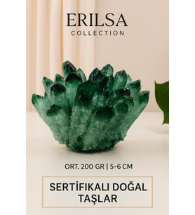 Sertifikalı Yeşil Florit Dikenli Küme Taşı – Zihin Açan Şifa Kristali ve Dekoratif Enerji Kümesi