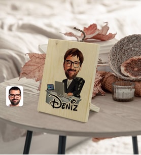 BK Gift Kişiye Özel İsimli Erkek Genel Müdür Karikatürlü Dekoratif Ahşap Çerçeve Model 1