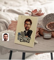 BK Gift Kişiye Özel İsimli Erkek Genel Müdür Karikatürlü Dekoratif Ahşap Çerçeve Model 1