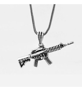 Tüfek Tasarımlı 925 Ayar Gümüş Erkek Kolye