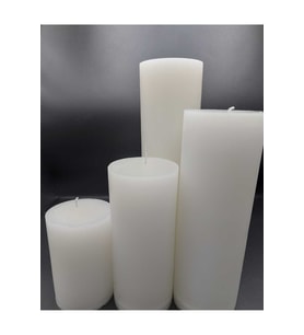Soya Parafinli BEYAZ Çap:7 Cm Boy:10-15-20-25 Cm Silindir Blok Mum 460-470 Saat Yanma Süreli  BEYAZ