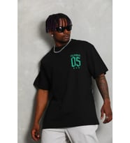 Erkek Baskılı T-Shirt Kısa Kol Bisiklet Yaka Regular Fit Rahat Kalıp Günlük Tişört - Siyah