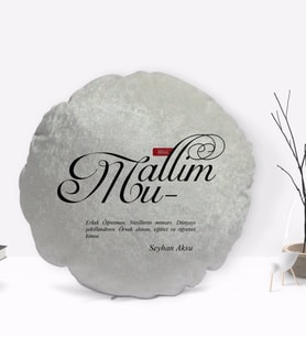 BK Gift Kişiye Özel İsimli Mânâ Muallim Tasarımlı Yuvarlak Dekoratif Kırlent Yastık-1