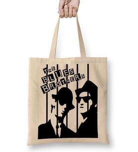 The Blues Brothers Siyah Beyaz Bez Çanta Uzun Saplı