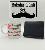 Babalar Gününe Özel Baba Manifestosu Kupa & Cüzdan Hediye Seti