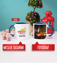 Müzik Öğretmeni Kupa Bardak Lacivert Fotoğraflı