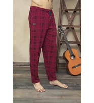KLY 152 Tek Alt Likralı Ekoseli Çok Rahat Pijama Alt (Bordo)