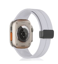 Apple Watch 7/8/9 41mm Kordon Magnetli Ayarlanır Silikon Kordon (Gri)