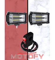 24 LEDLİ ALİMİNYUM GÖVDELİ SU GEÇİRMEZ ÇİFT SIRA MOTOSİKLET SİS FARI TAKIMI + USB'Lİ BUTON