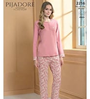 Pijadore Kadın Önü Düğmeli Uzun Kollu Mevsimlik Pijama Takımı 2216