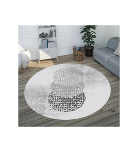 Eliana Home Baskılı, Yıkanabilir Kaymaz Taban Yuvarlak Halı LNA7314-SD392 120x120 cm (Gri)
