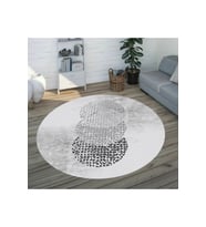 Eliana Home Baskılı, Yıkanabilir Kaymaz Taban Yuvarlak Halı LNA7314-SD392 120x120 cm (Gri)