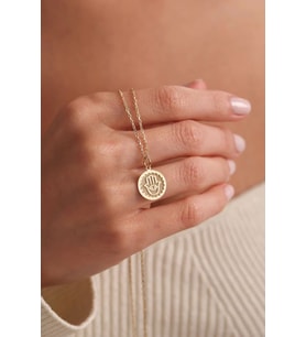 Kişiye Özel 925 Ayar Gümüş Tasarım Hamsa Model Kolye (Gold)