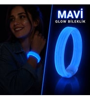 Mavi Kalın Glow Bileklik – Kırılarak Yanan Parti ve Festival Bilekliği