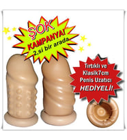 Tırtıklı uzatmalı prezervatif düz klasik 7 cm dolgulu penis uzatıcı kılıf hediyeli 2li set