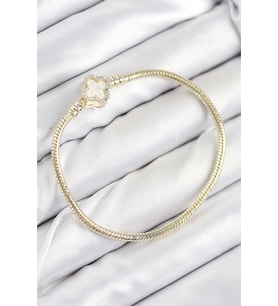 Pirinç Charm Zirkon Taşlı Yonca Model Gold Renk Kadın Bileklik 5886 - HPSBYI7256-4769