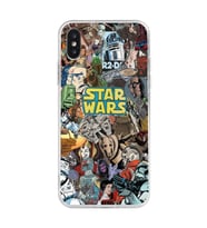 Iphone XS MAX Uyumlu Star Wars Kolaj Tasarımlı Şeffaf Telefon Kılıfı