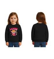 Unisex Labubu Baskılı Çocuk Swaetshirt 3 İplik Şardonlu (Siyah)