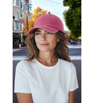 İthal Eskitme Model Yıkana Bilir Pembe Kot Şapka