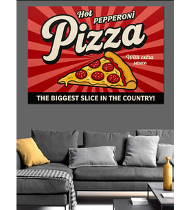 En Büyük Pizza Reklamı Dekoratif Kanvas - Mdf Ahşap Tablo