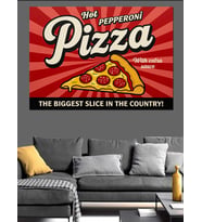 En Büyük Pizza Reklamı Dekoratif Kanvas - Mdf Ahşap Tablo
