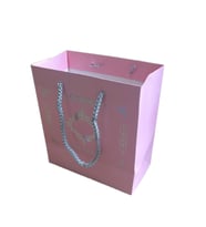 Karton Hediye Çantası Gümüş Saray Desenli 20X20X10 CM (10 Adet)  Pembe