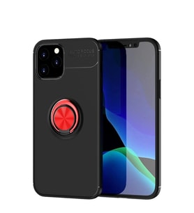 Durukar® iPhone 12 Kılıf Range Yüzüklü Silikon - Siyah-Kırmızı