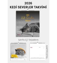 2026 Yeni Yıl Kedi Severler Takvimi - Masa ve Duvar Tipi, Hayvan Sever Takvimi (Model 1)
