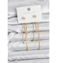 Topçuk Model Gold Renk Pirinç Sallantılı Kadın Küpe Seti - TJ-BKP11469