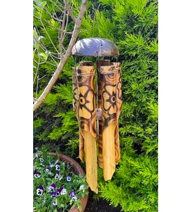 Hindistan Cevizi Kabuğu ve Bambu Çubuklardan El Yapımı Rüzgar Çanı ( 50cm)