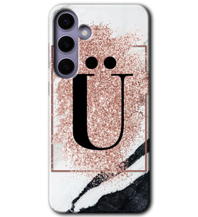 Galaxy S24 Kılıf HD Desen Baskılı Kılıf - Pembe Mermer Desenli Ü Harfi