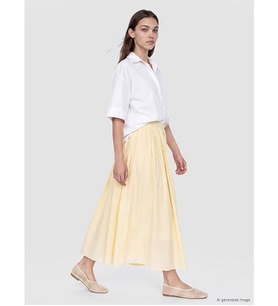LCW Modest Sarı Beli Fermuarlı Pileli Etek