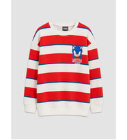 LCW baby Kırmızı Sonic Çizgili Erkek Çocuk Sweatshirt