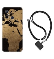 Xiaomi Redmi 12C Kılıf Silikon Boyun Askılı İpli Desenli Silikon Map Planet 1656
