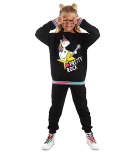 Rock Unicorn Kız Çocuk Eşofman Takım (Siyah)