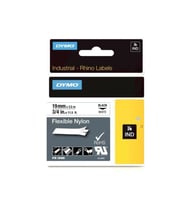 Dymo Rhino Pro Etiketi Plastik Esnek 19 MM x 3.5 Metre Siyah Üzerine Beyaz
